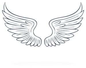 Stylized Pair of Wings Illustration, Symbol of Freedom and Flight
