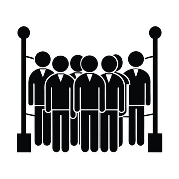 Crowded Waiting Line Near Gates Icon