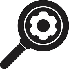 Finding the perfect solution, setting, or configuration is easy with this magnifying glass and gear icon