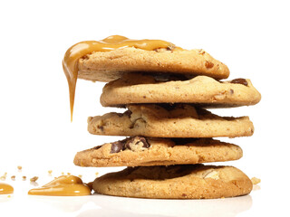 Food - Classic american Chocolate Cookies on white Background