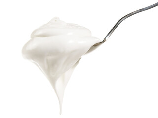 Food - Beaten Egg White on a Spoon - White Background