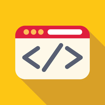 Browser window displaying programming code symbols, representing web development and software engineering