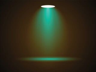 Dramatic Teal Spotlight Shining Down on a Dark Background Template