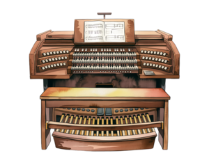 old piano in a white background