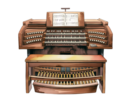 old piano in a white background