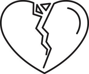 Line drawing of a broken heart representing a breakup, divorce, or disagreement