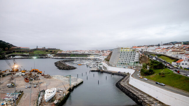 View of the Port of Angra from the Sao Sebastiao Fort