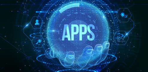 Business, Technology, Internet and network concept. APPS abbreviation. Modern technology concept. 3d illustration