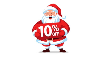 Santa's Festive Discount: A jovial Santa Claus gleefully presents a sign advertising a special 10% OFF offer, embodying the spirit of holiday cheer and festive savings.