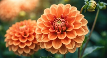 Close-up of vibrant orange flowers with layered petals in soft focus