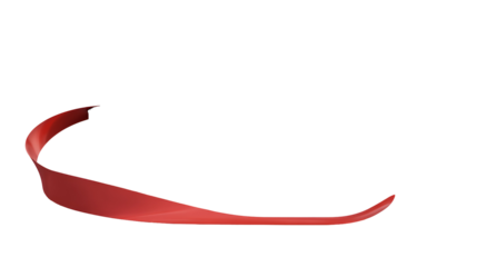 Elegant flowing red ribbon gracefully curves against a stark black background