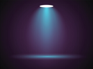 Dramatic spotlight shining down on a dark background space for text