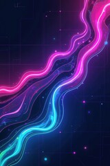 Stunning neon light trails flowing dynamically through a digital network with electric pink and blue hues, perfect for tech startups