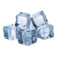 Obraz premium Pile of clear ice cubes with sharp edges on a black background studio shot