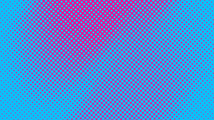 Eye-catching pop art halftone pattern in electric blue and bright magenta. The oval dots create a vertical fading gradient effect. Excellent for vibrant retro graphics, music event flyers, and cyberpu