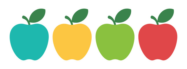 Apple icon set Apple icon collection green and red - vector outline and silhouette Apple line icon nutrition vector flat fruit. Apple stroke outline icon illustration logo