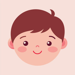 Cute cartoon boy with brown hair and a sweet smile on a light background