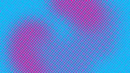 Eye-catching pop art halftone pattern in electric blue and bright magenta. The oval dots create a vertical fading gradient effect. Excellent for vibrant retro graphics, music event flyers, and cyberpu
