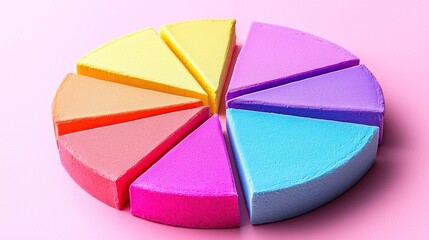 Obraz premium Colorful pie chart segments arranged on a pink surface