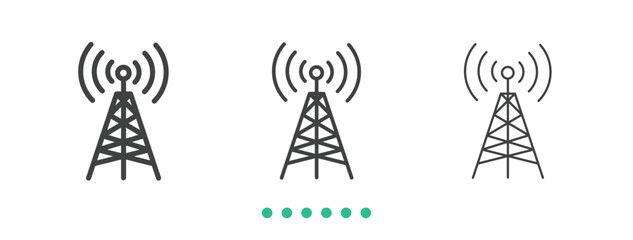Cellular Transmission Tower icon. Thin line icon vector