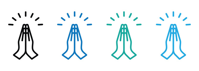 Prayer and Respect Icon. Namaste, Thank You Emoji. Folded Hands Sign for Gratitude. Vector icons