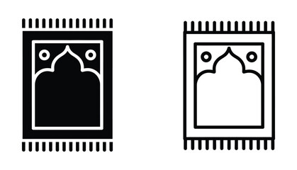 Vector art of depiction of a prayer rug, showcasing a traditional design with fringe, often used in islamic culture for prayer, symbolizing faith, devotion, and cultural heritage