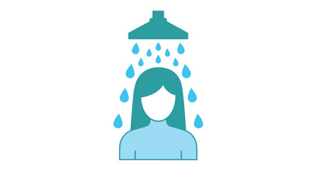 Person taking a shower with water droplets falling on their head