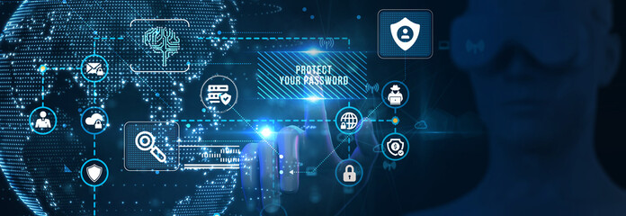 Secure internet access and personal information security. PROTECT YOUR PASSWORD. 3d illustration