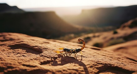 Scorpion on Desert Rock - A Close-Up in the Arid Landscape.