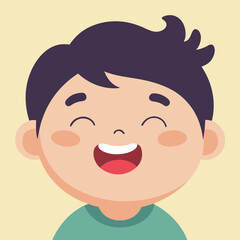 Smiling happy boy cartoon illustration with positive emotion and cheerful expression vector image