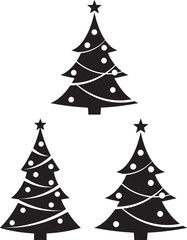 Two festive christmas tree silhouettes with stars