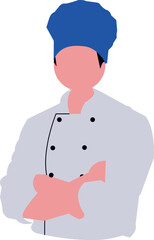 Stylized illustration of a chef preparing food with culinary tools and ingredients perfect for restaurant or food service branding