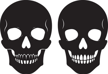 Two black skull silhouettes facing forward