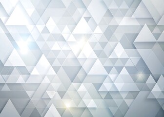 Abstract geometric background with overlapping translucent triangles in shades of white and light gray