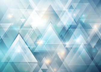 Obraz premium Abstract geometric background with shimmering translucent triangles and light flares in cool blue tones