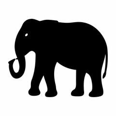 Fototapeta premium Silhouette of a majestic elephant walking on a white background illustration