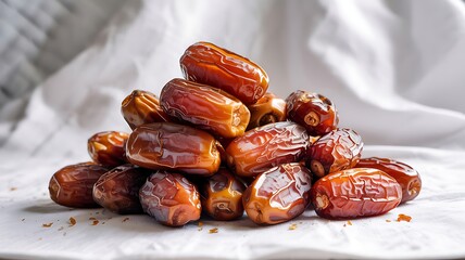 Pile of Ripe Medjool Dates on White Fabric Background qxfbaqzetz6ivsvpr 4wra