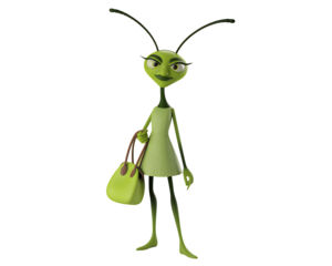 green grasshopper on white background