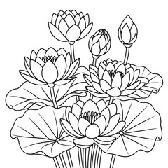 A line art lotus flower's illustration vector style of a coloring page 