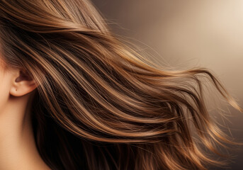 Fototapeta premium Dynamic Flowing Brown Hair with Natural Highlights