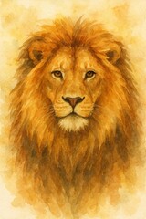 Fototapeta premium 水彩で描くライオンの温もり