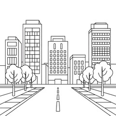 vector illustration of city street of a coloring page 