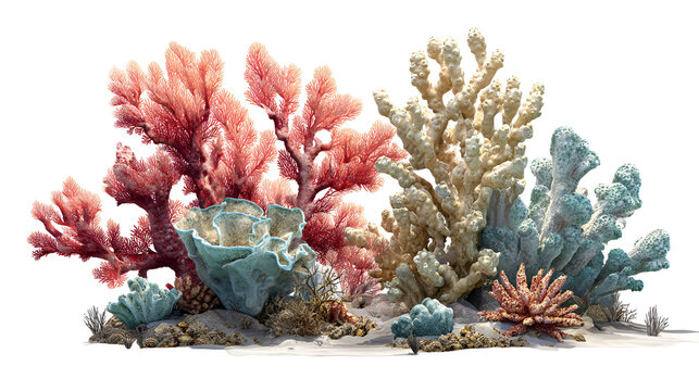 Vibrant underwater coral reef ecosystem with diverse colors