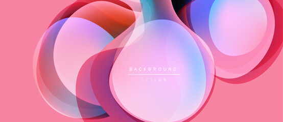 Abstract flowing shapes, pink backdrop. Overlapping circles create dynamic visual effect. Modern design element for backgrounds.