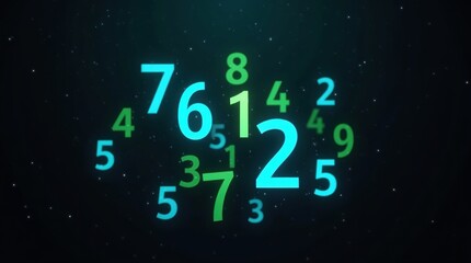 Dynamic colorful numbers floating in space for data analysis or digital transformation concepts, perfect for education or finance