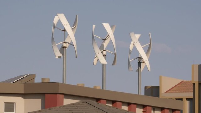 electric power by Darrieus wind turbines, vertical rotation axes  789