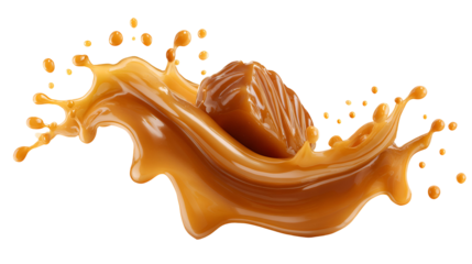 Caramel candy splash with chocolate nugget