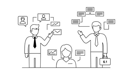 Business people discussing data and charts