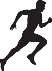 Obraz premium Running athlete silhouette on white background | Minimal vector sports design
