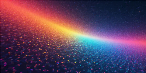 Abstract background with colorful glowing light rays in the dark night sky © Fahid